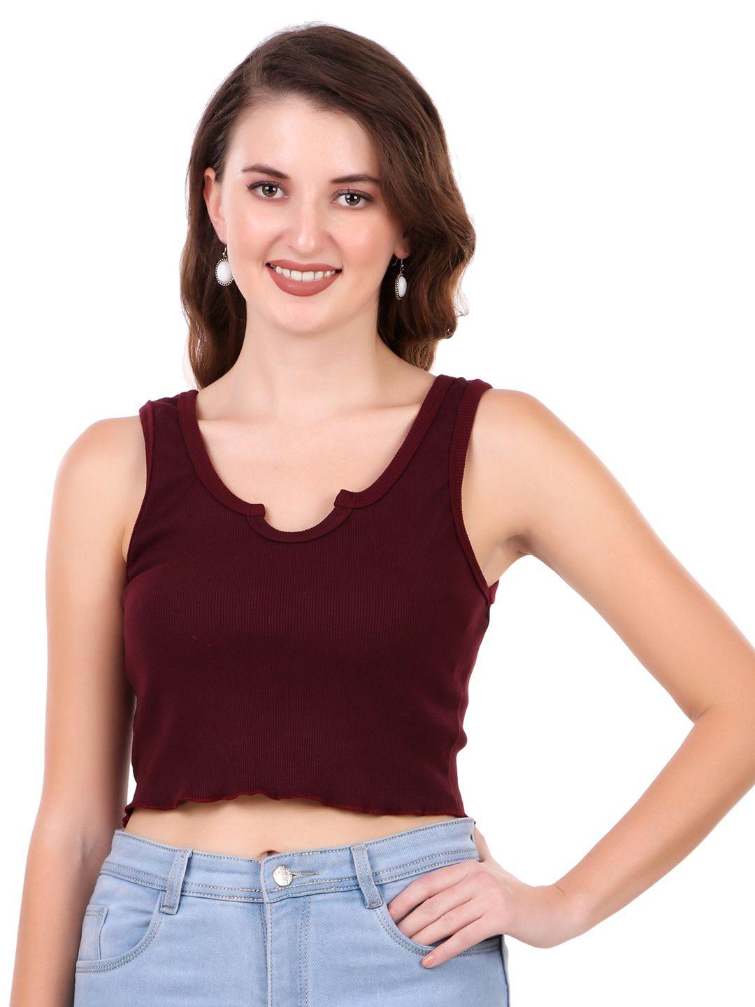 baesd scoop neck cotton fitted crop top