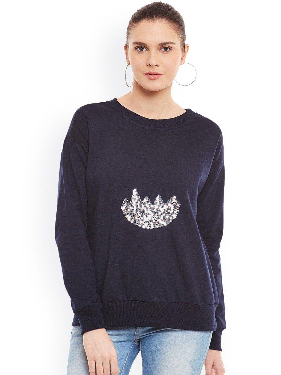 baesd sequinned embellished pullover fleece sweatshirt