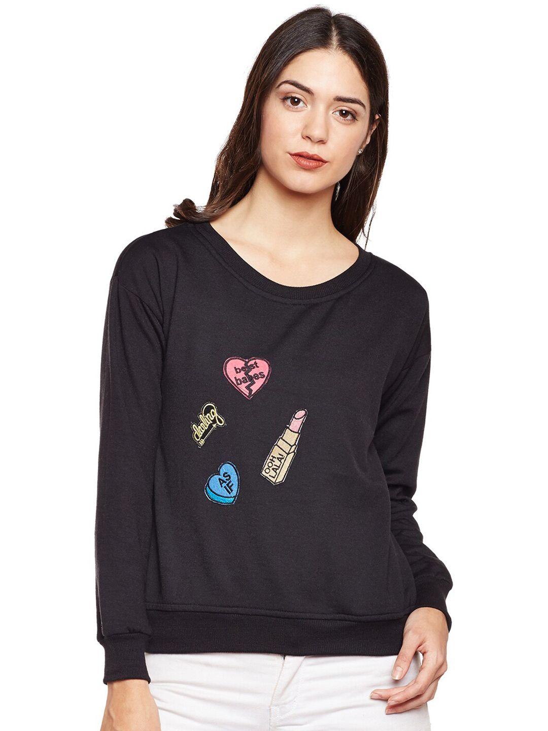 baesd typography embroidered fleece sweatshirt