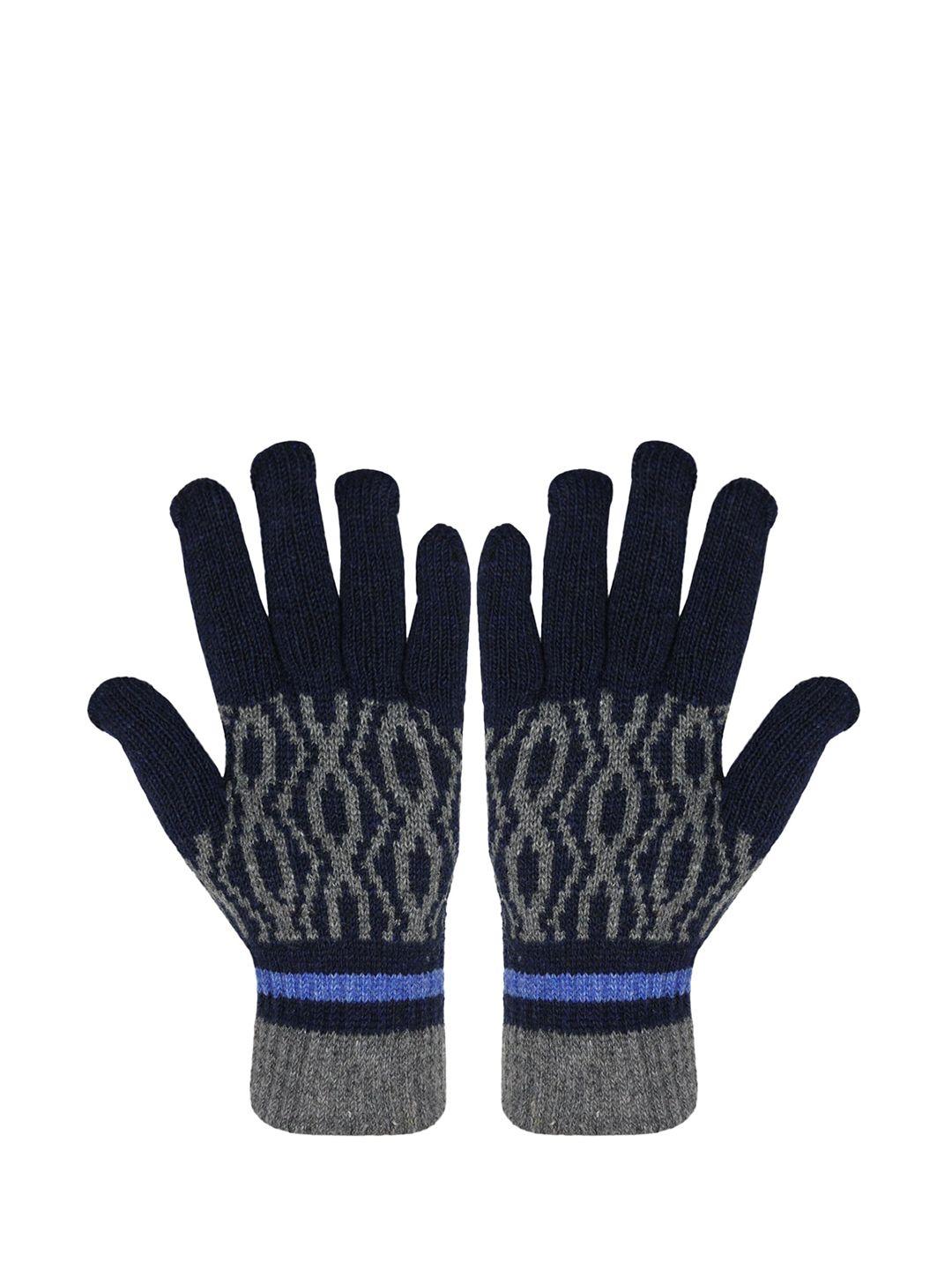 baesd unisex patterned full finger woolen winter gloves