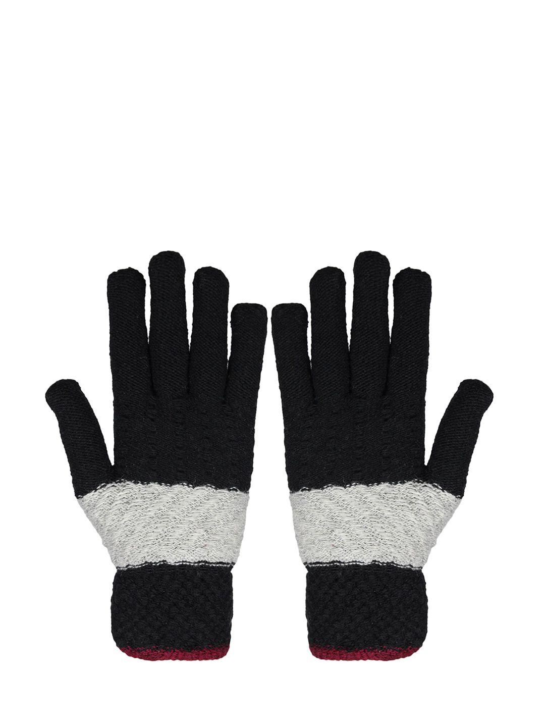 baesd unisex striped full finger woolen winter gloves