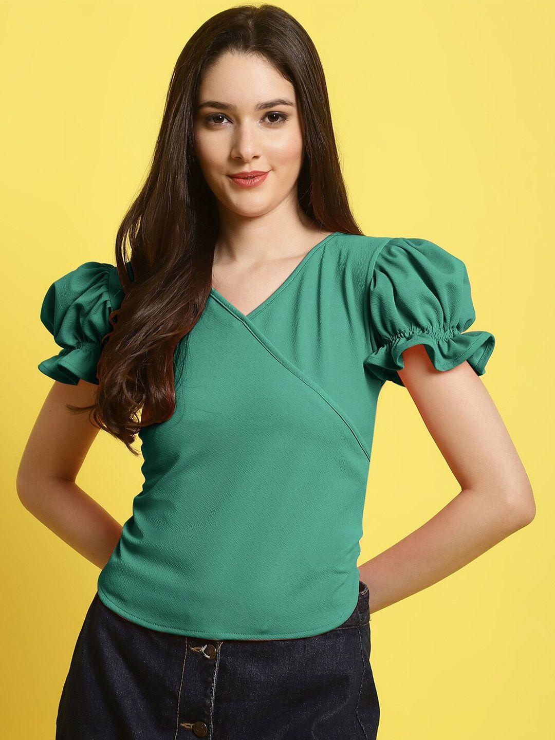 baesd v-neck puff sleeves top