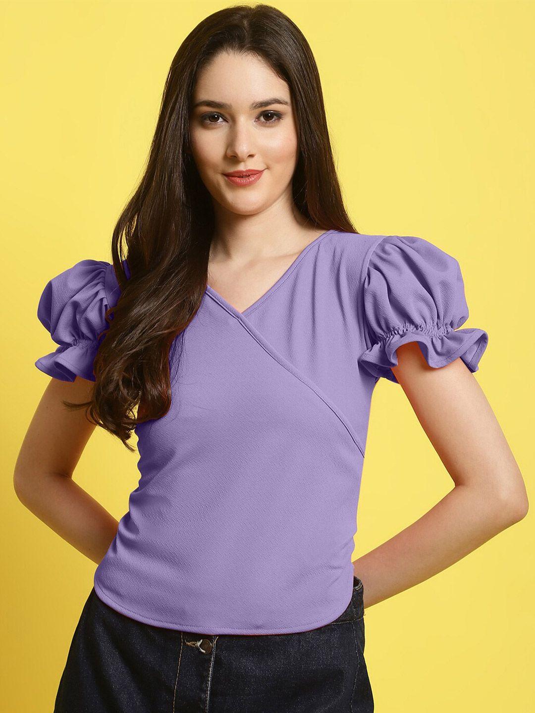 baesd v-neck puff sleeves top