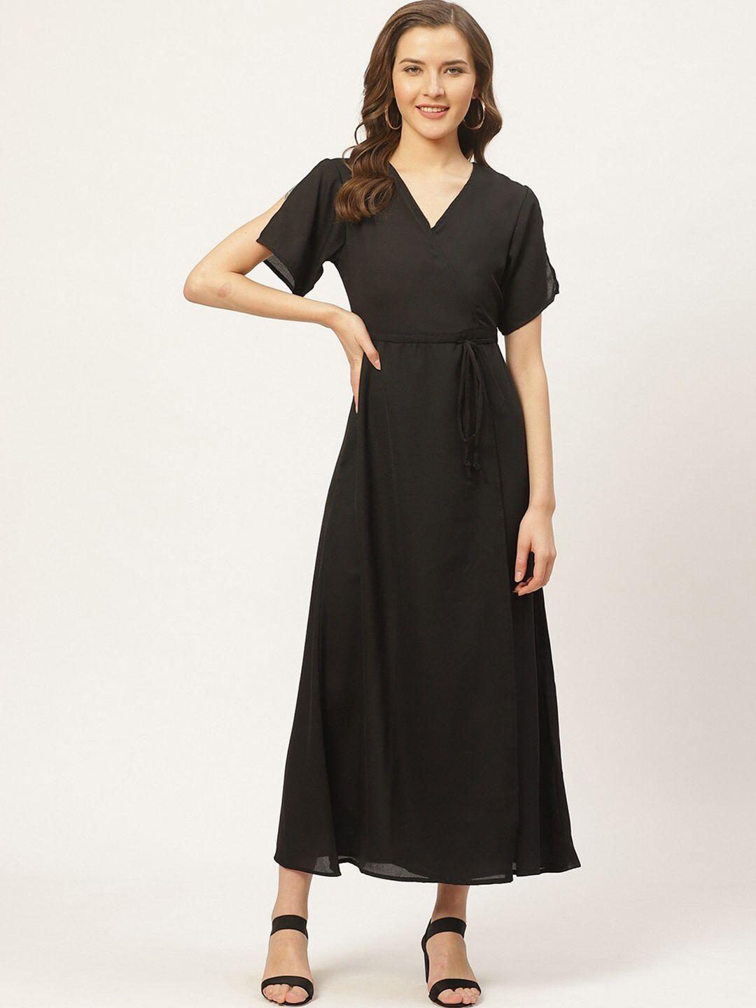 baesd v-neck slit sleeves crepe maxi dress