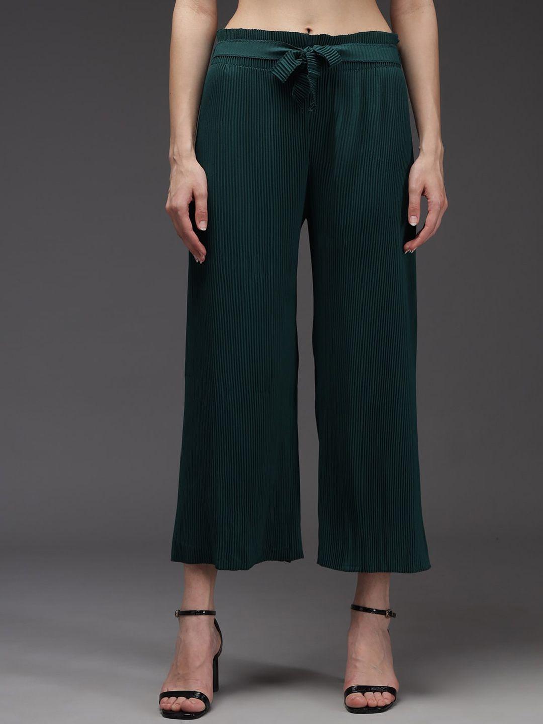 baesd women green smart culottes trousers