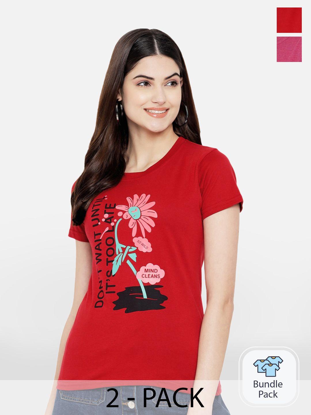 baesd women multicoloured 2 printed t-shirt