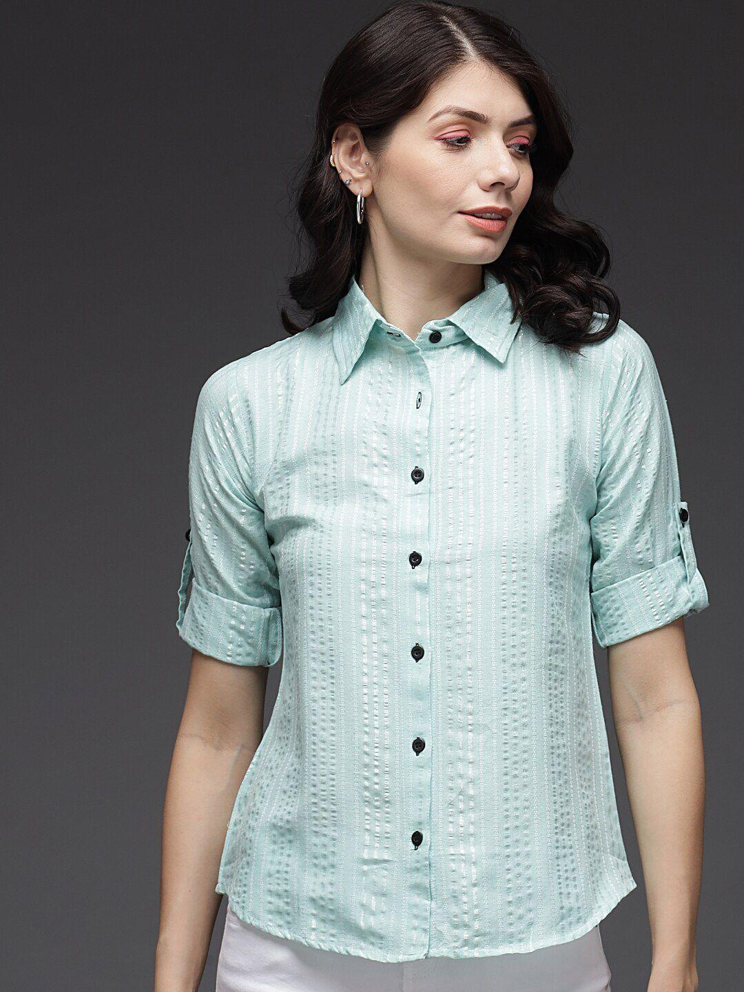baesd women multicoloured comfort opaque printed casual shirt