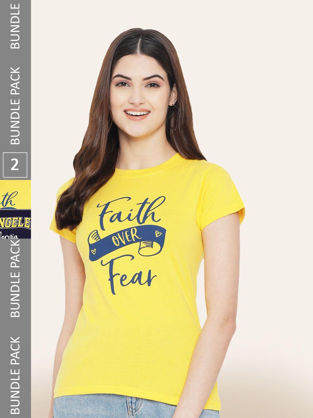 baesd women multicoloured typography 2 printed t-shirt