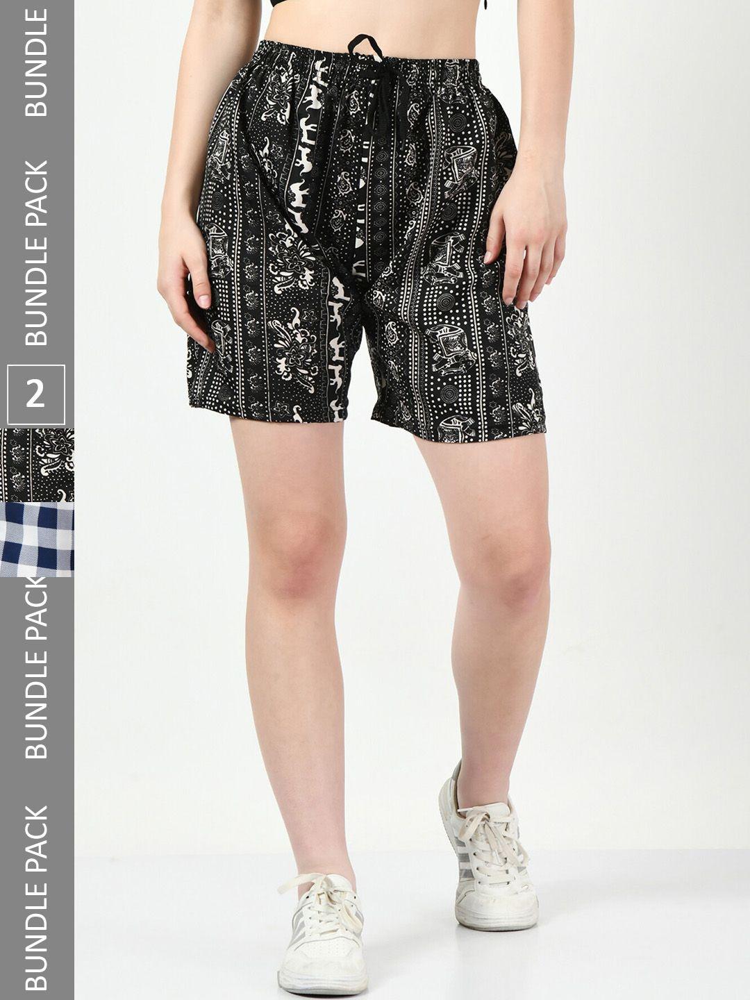 baesd women pack of 2 printed high-rise regular shorts