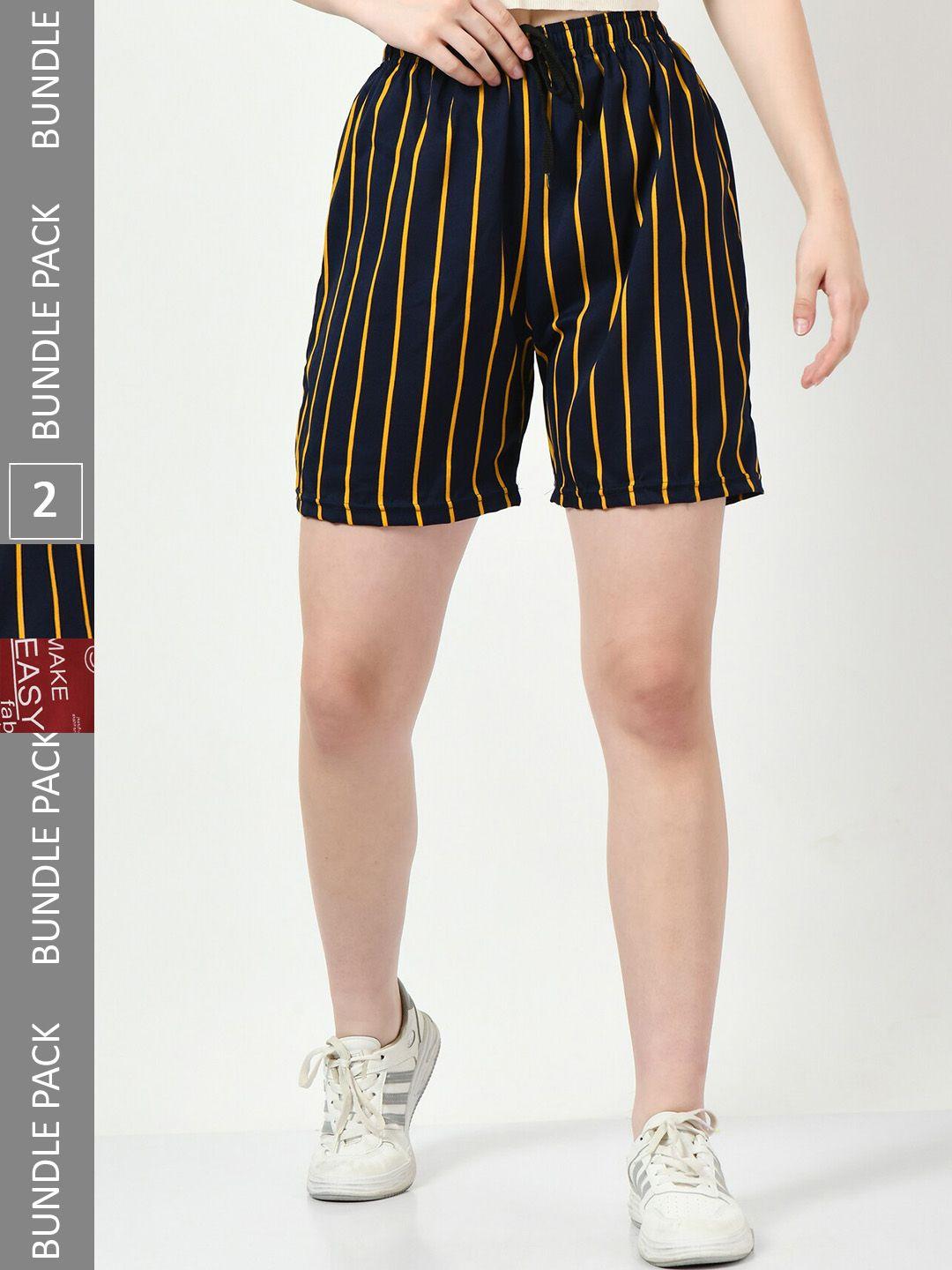 baesd women pack of 2 striped high-rise regular shorts