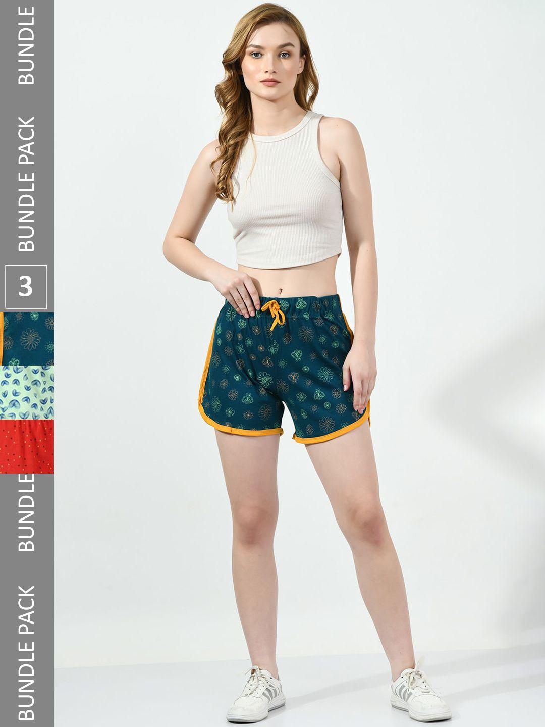baesd-women-pack-of-3-floral-printed-mid-rise-pure-cotton-shorts