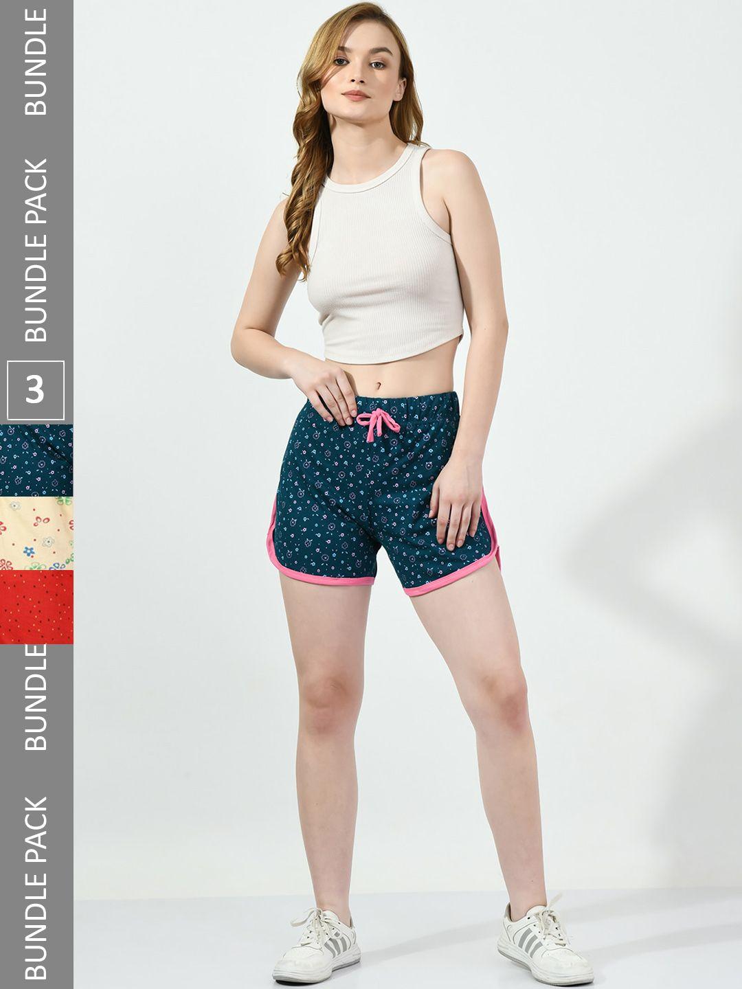 baesd-women-pack-of-3-high-rise-floral-printed-pure-cotton-shorts