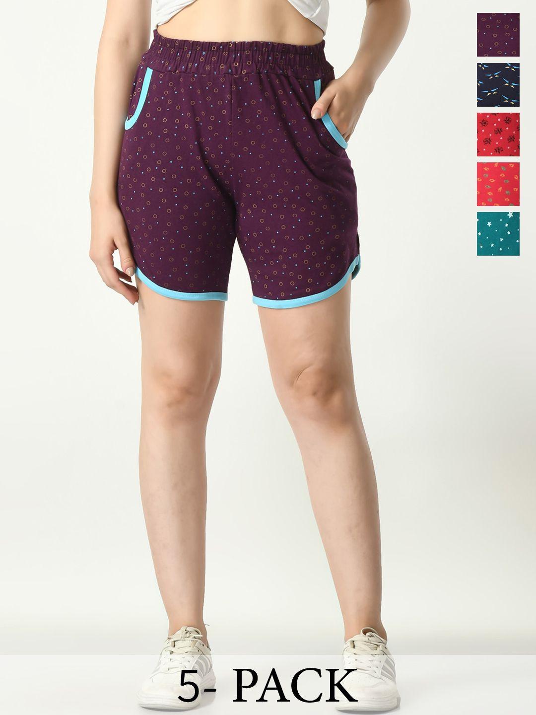 baesd-women-pack-of-5-geometric-printed-high-rise-cotton-shorts