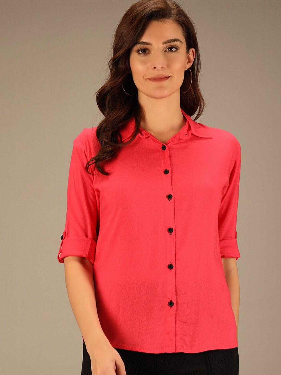 baesd women pink comfort opaque casual shirt