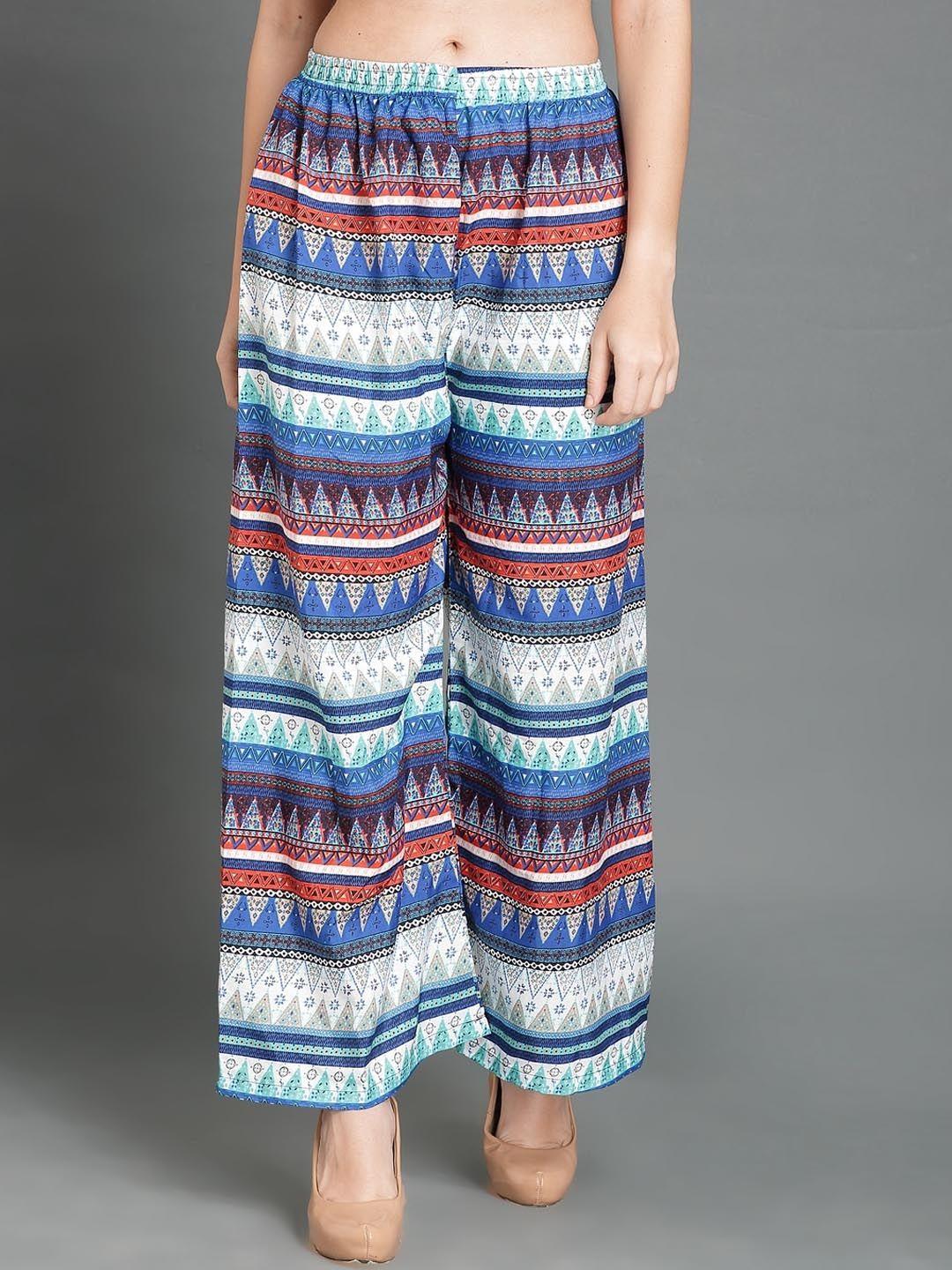 baesd women tribal printed relaxed straight leg cotton parallel trousers