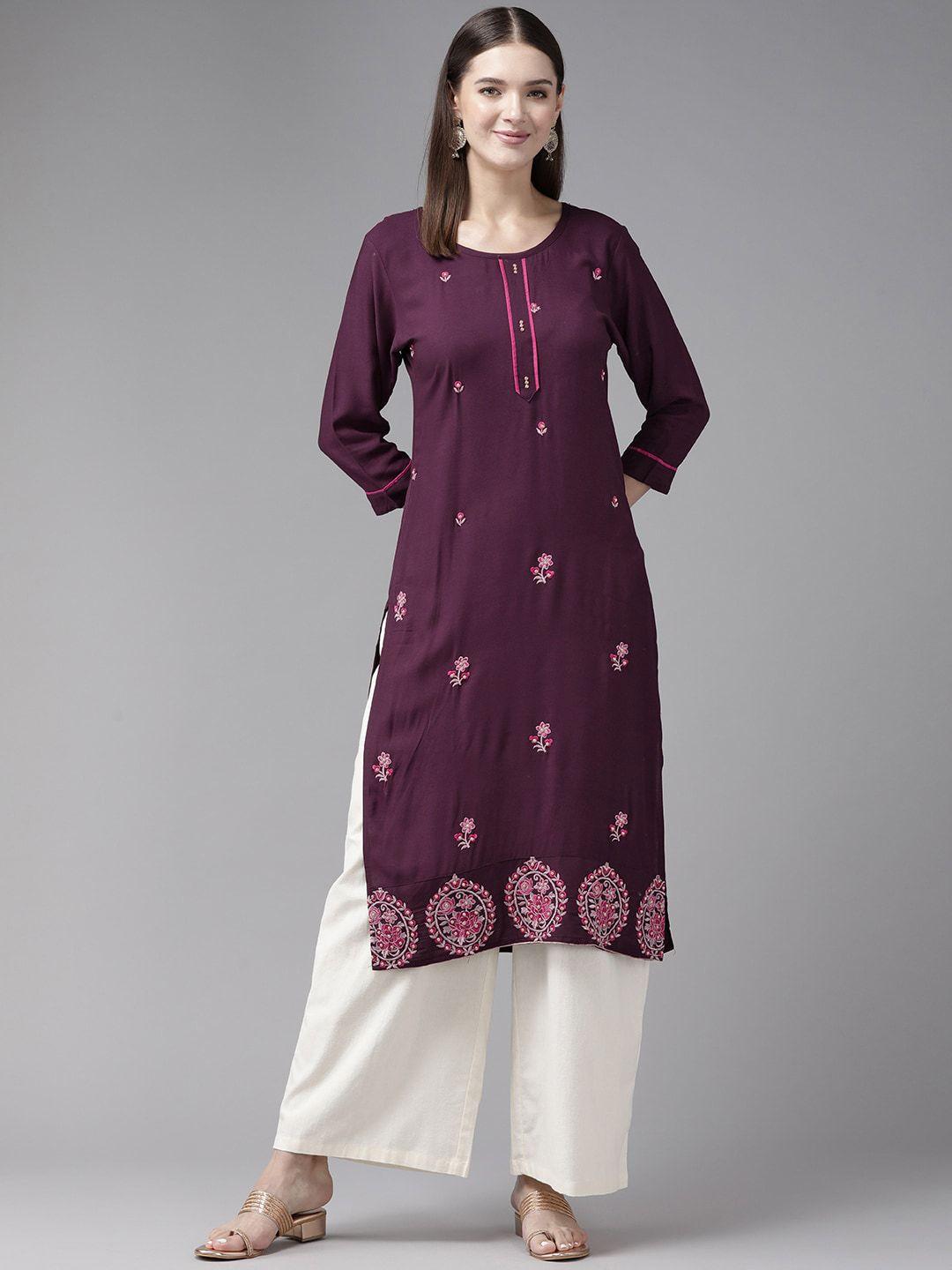 baesd  floral embroidered straight kurta