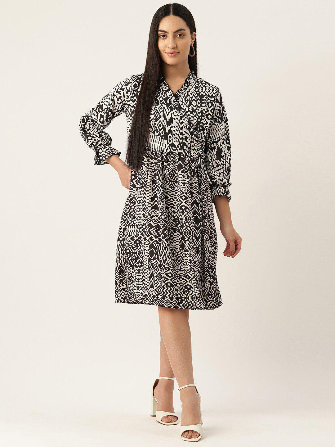 baesd abstract print crepe a-line midi dress