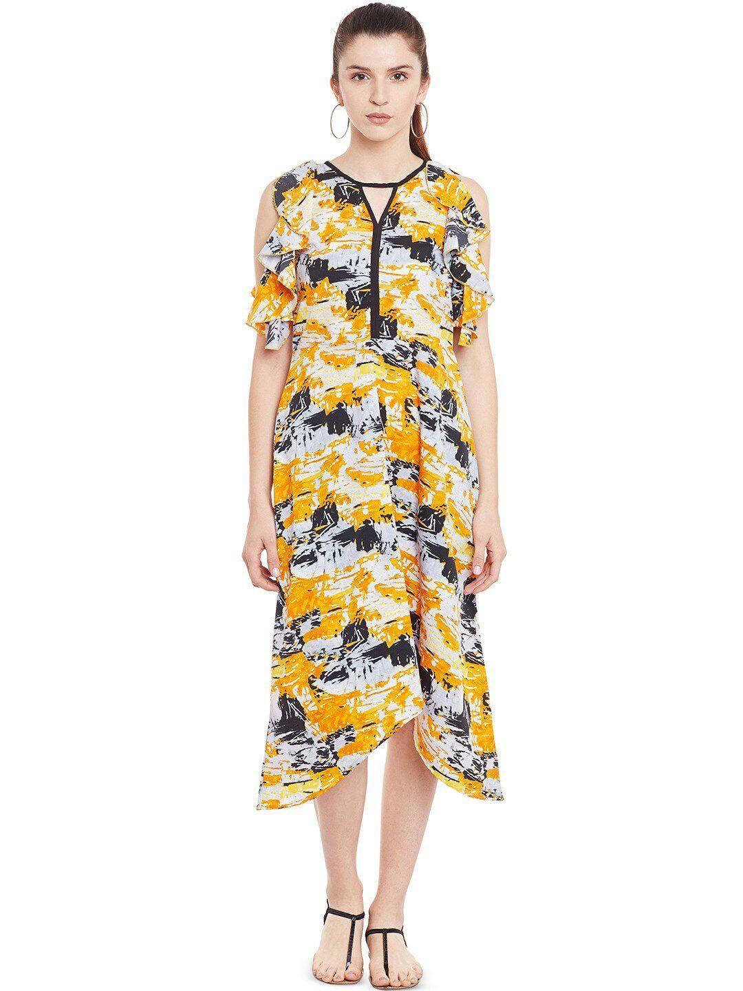 baesd abstract printed a-line midi dress