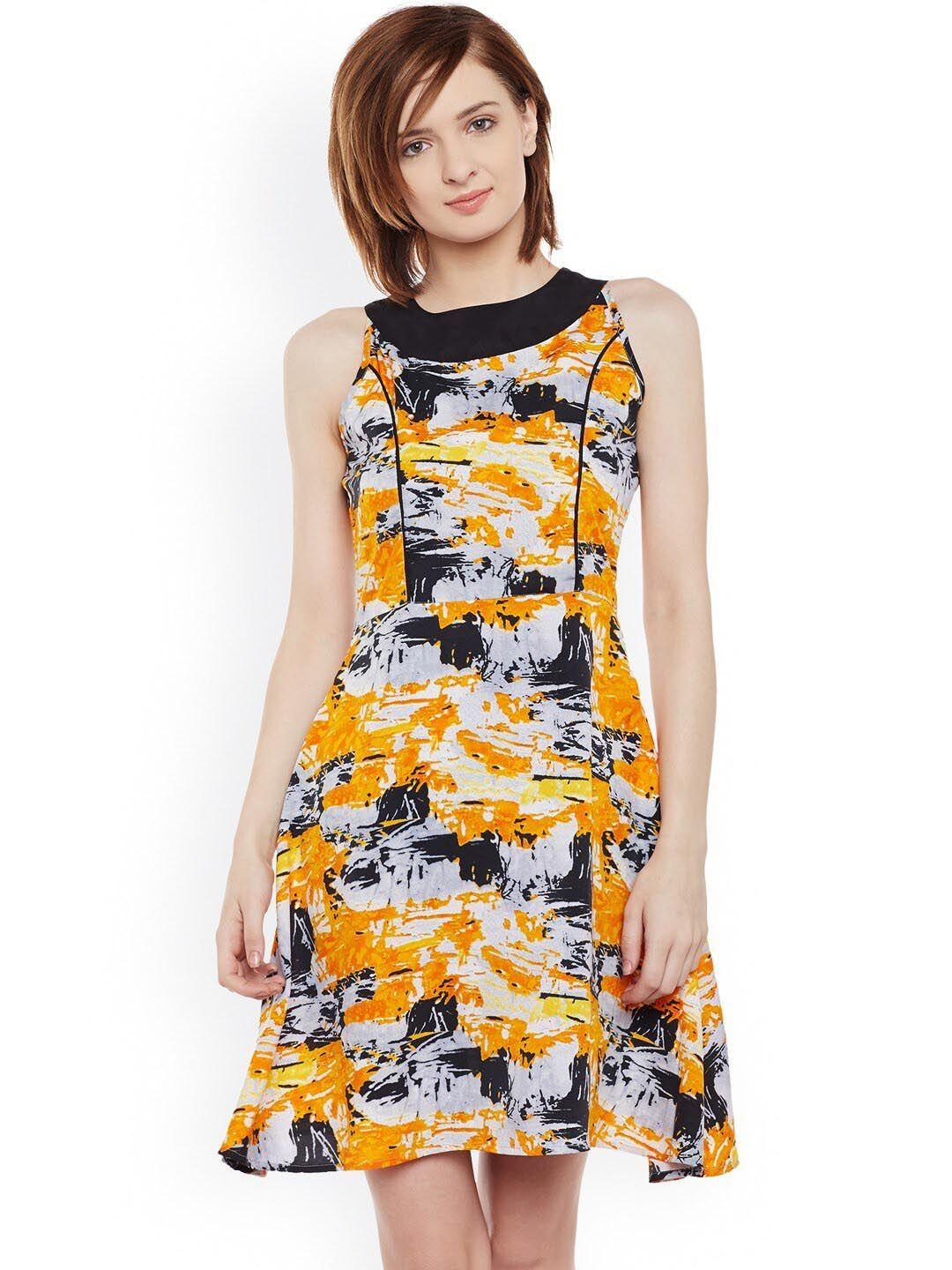 baesd abstract printed fit & flare mini dress