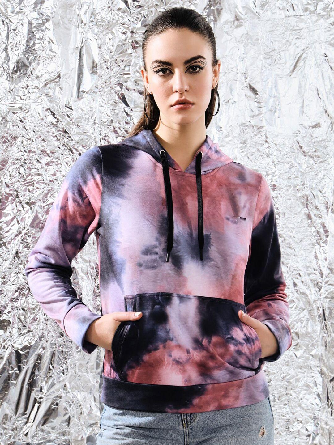baesd abstract printed fleece hood pullover sweatshirt
