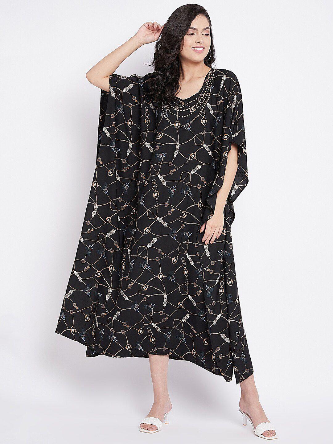 baesd abstract printed kaftan midi dress