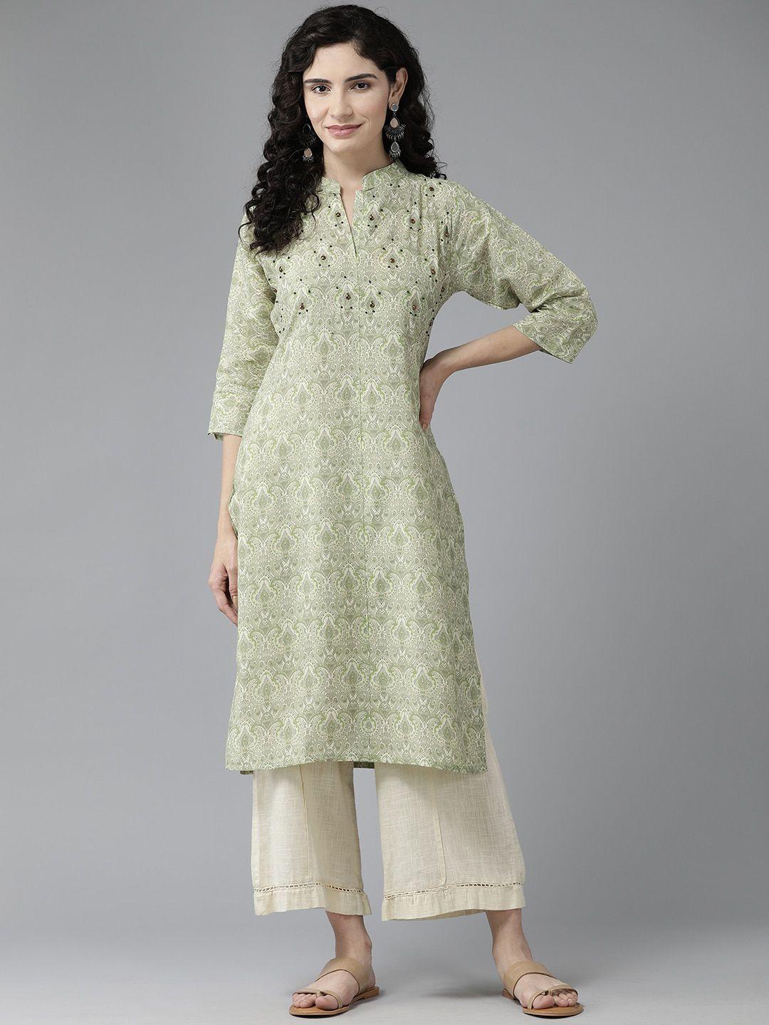 baesd abstract printed mandarin collar kurta