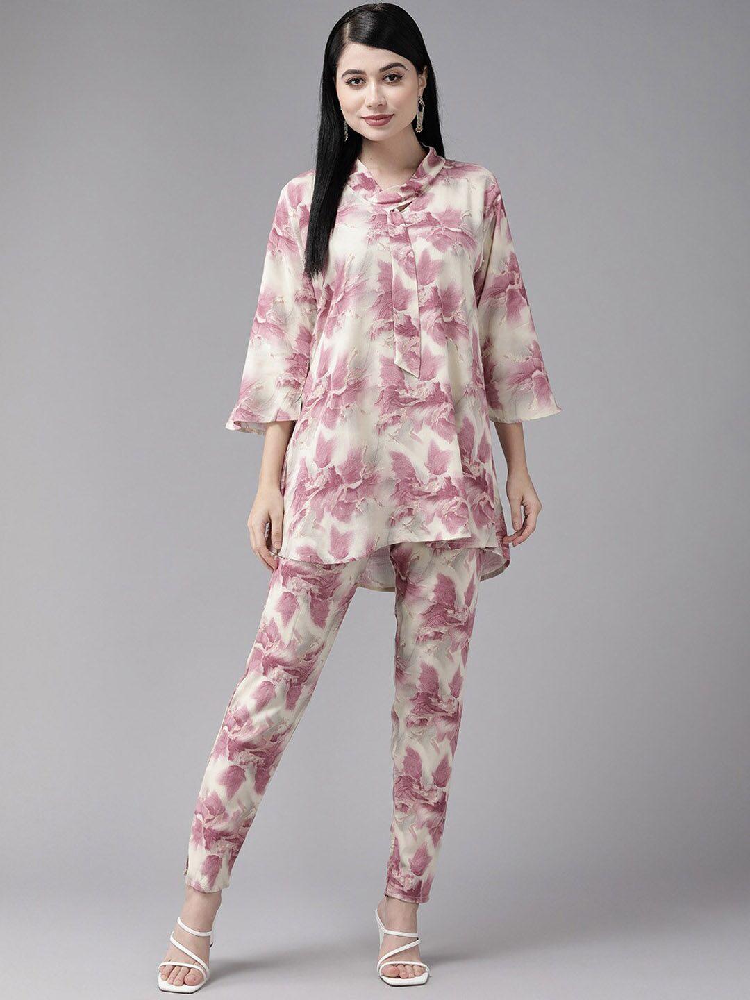 baesd abstract printed pure cotton tunic & trouser