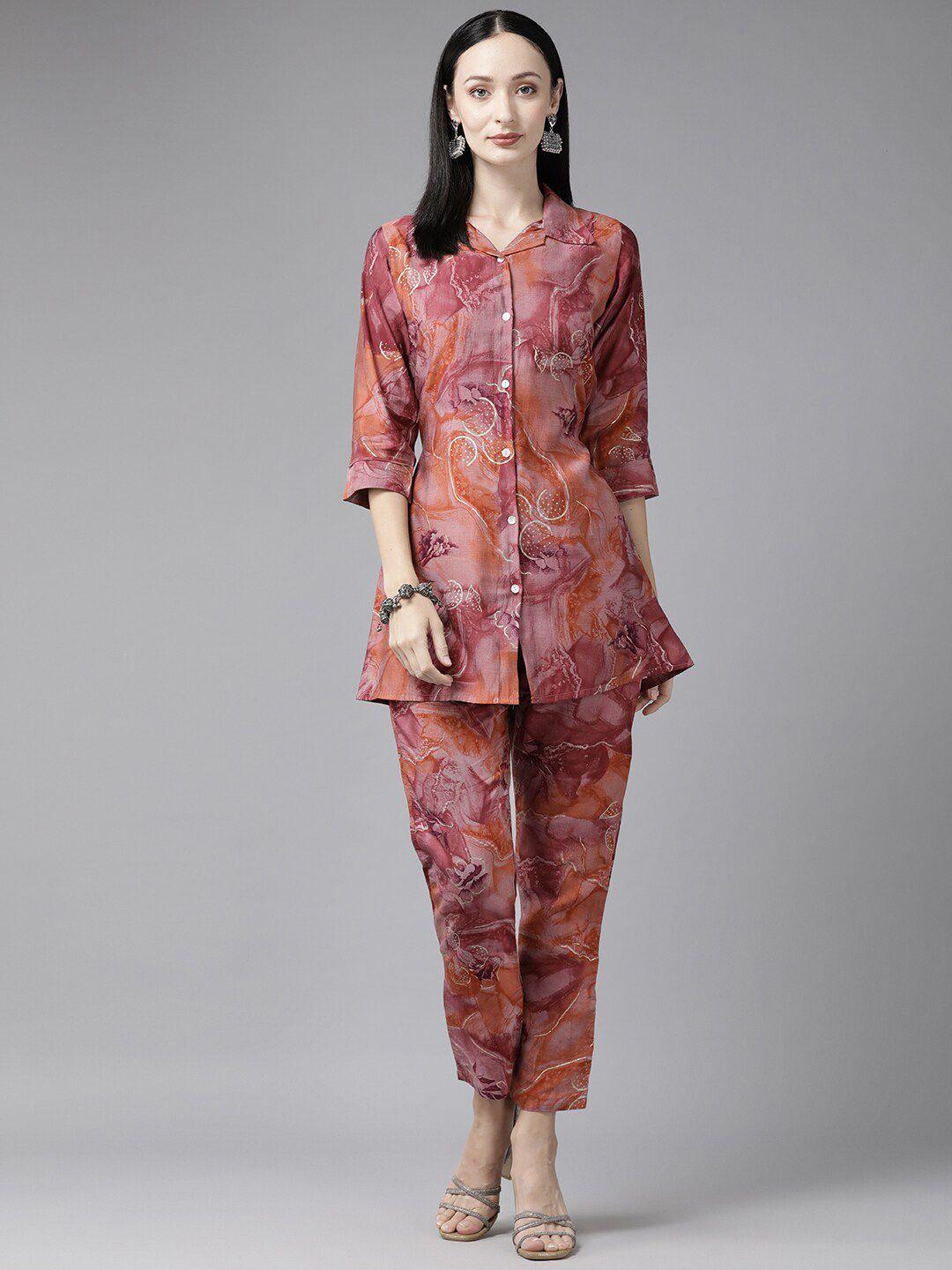 baesd abstract printed pure cotton tunic & trouser