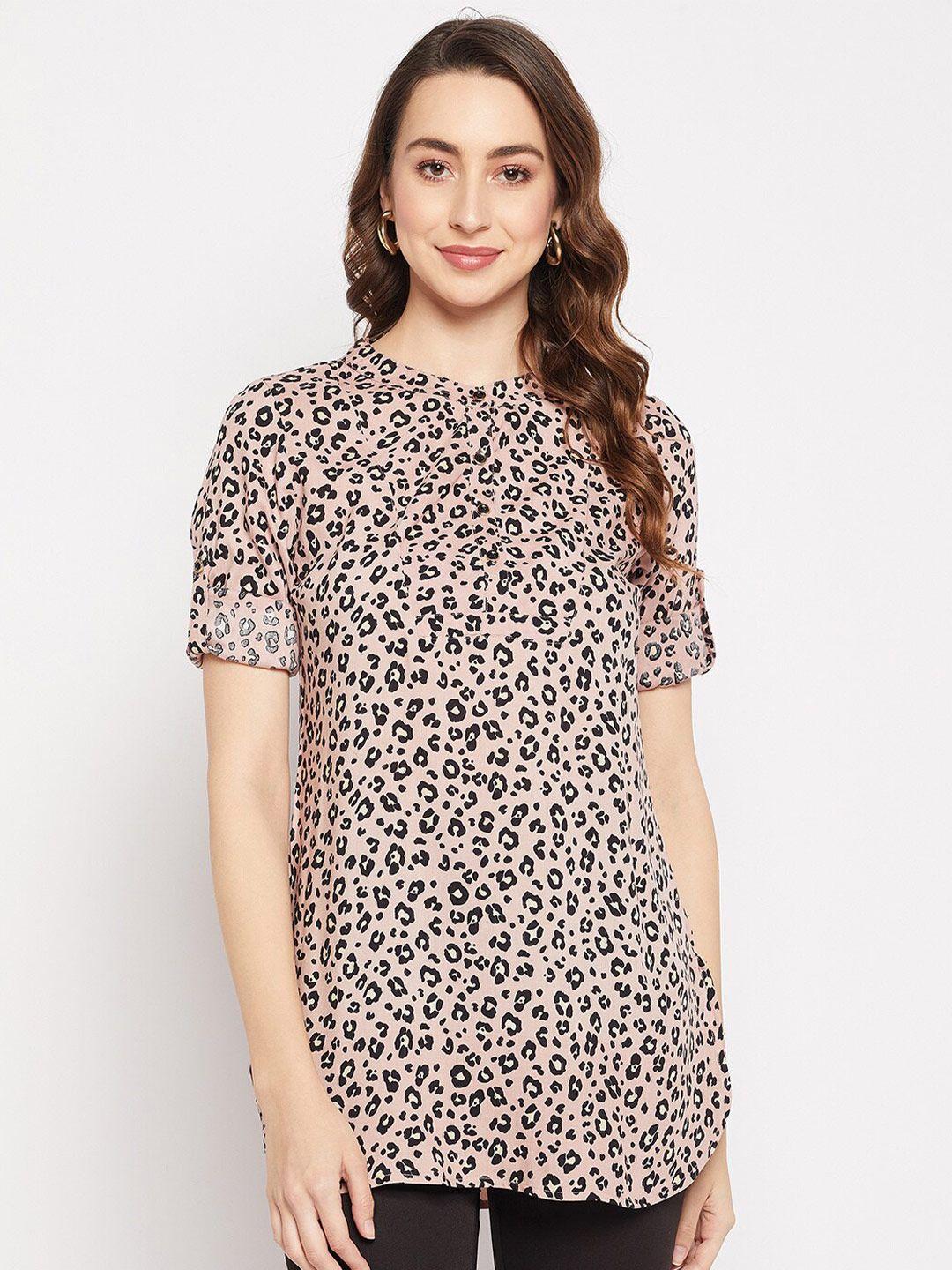 baesd animal printed boat neck longline top