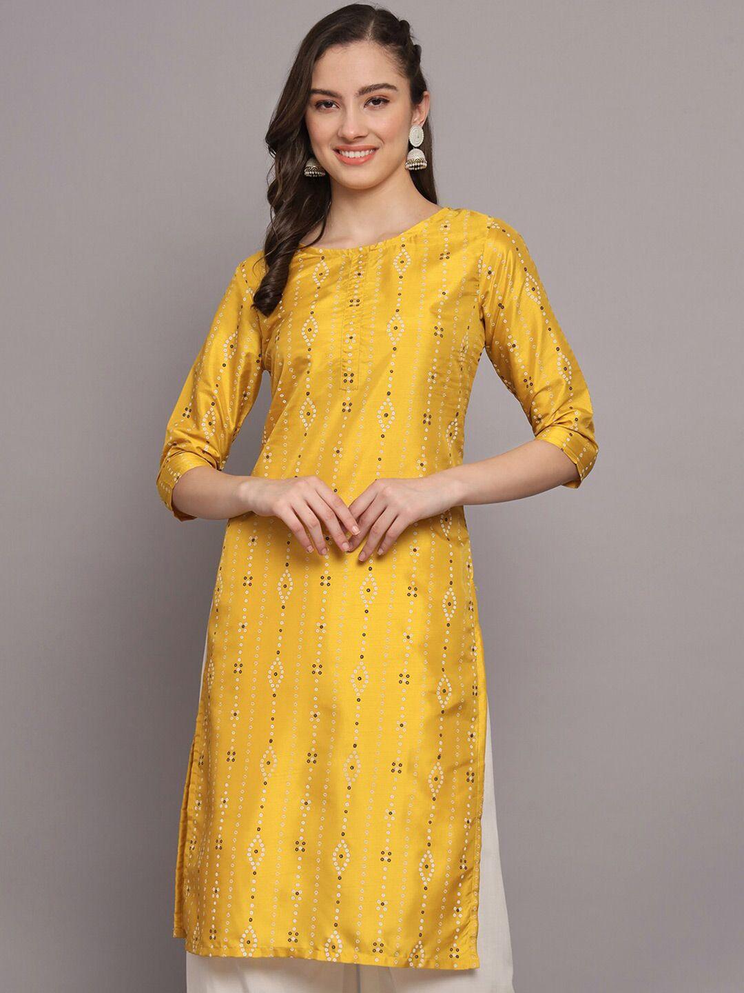 baesd bandhani printed straight  kurta