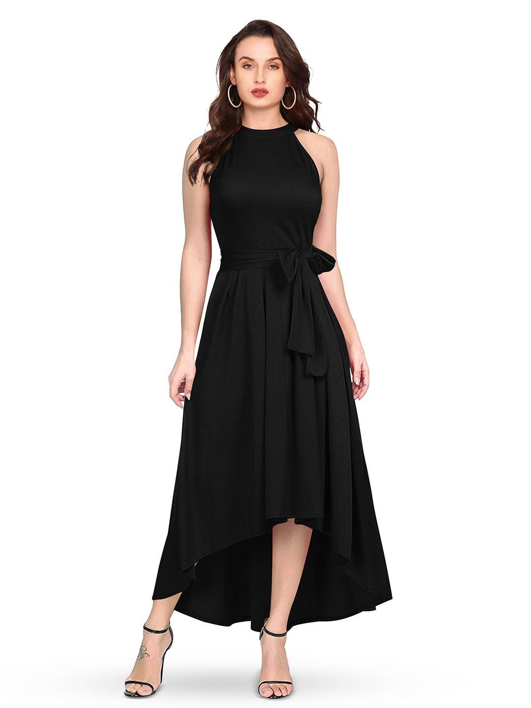 baesd black fit & flare maxi dress