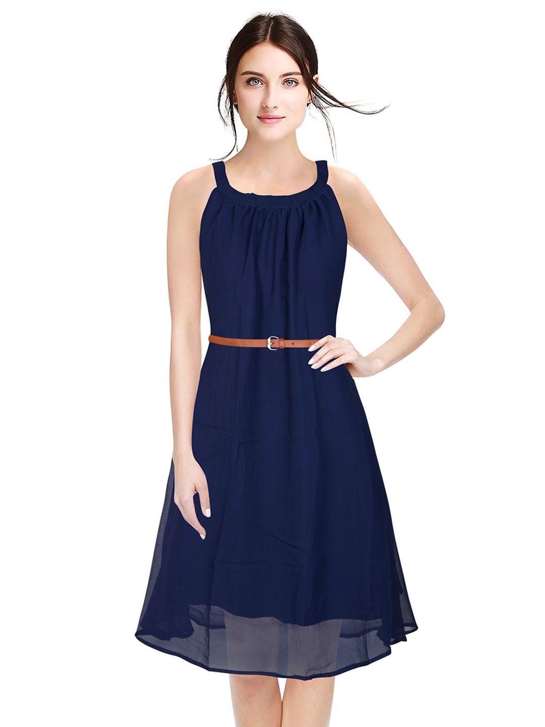 baesd blue fit & flare dress