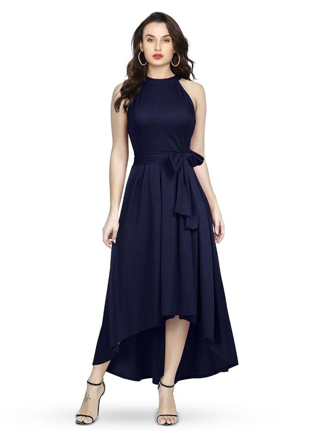 baesd blue fit & flare maxi dress
