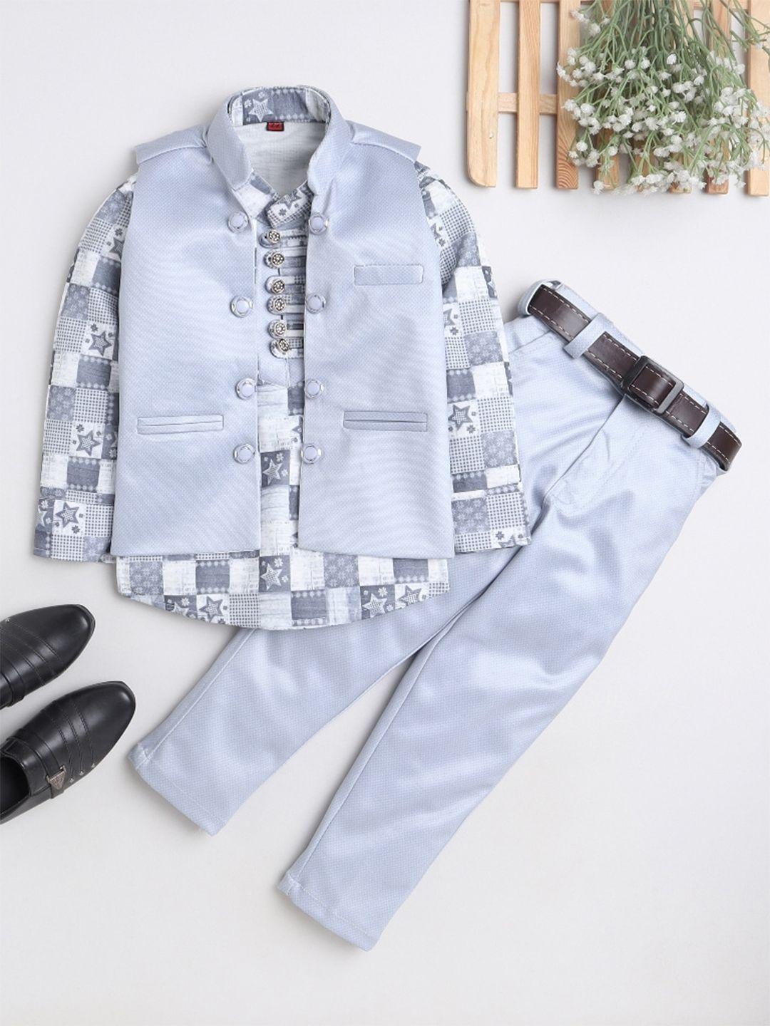 baesd boys 3 piece printed single-breasted blazer and waistcoat with trousers