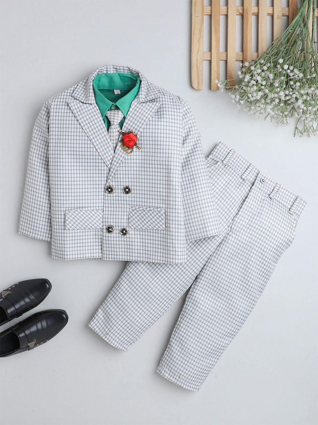 baesd boys 3 pieces checked coat with shirt & trousers