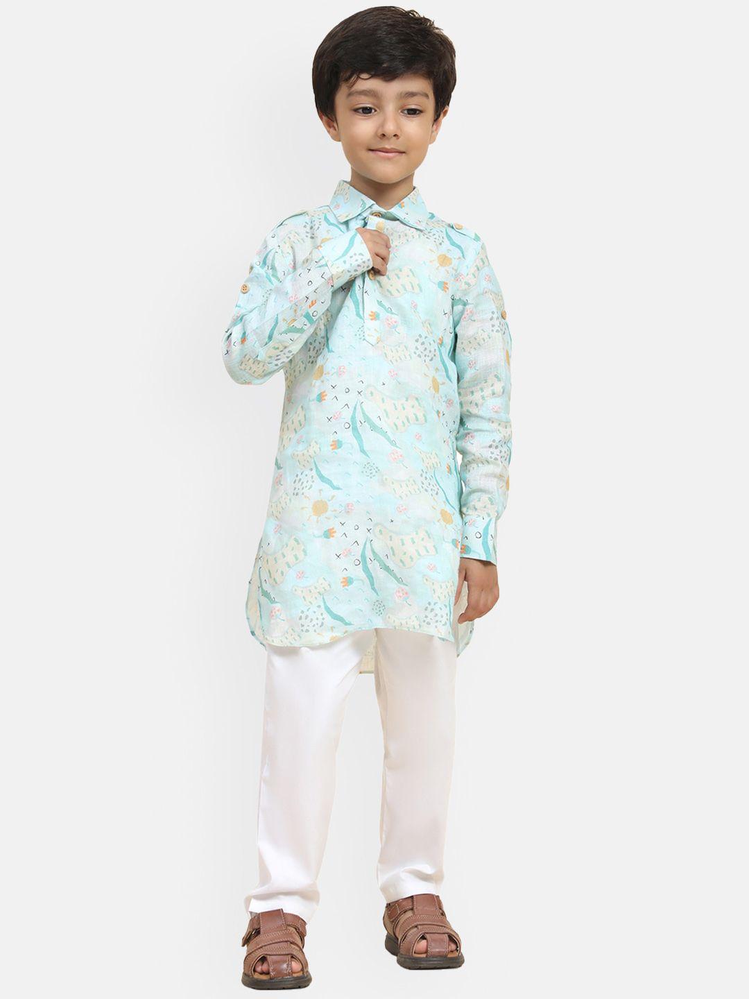 baesd boys abstract printed regular straight kurta with pyjamas