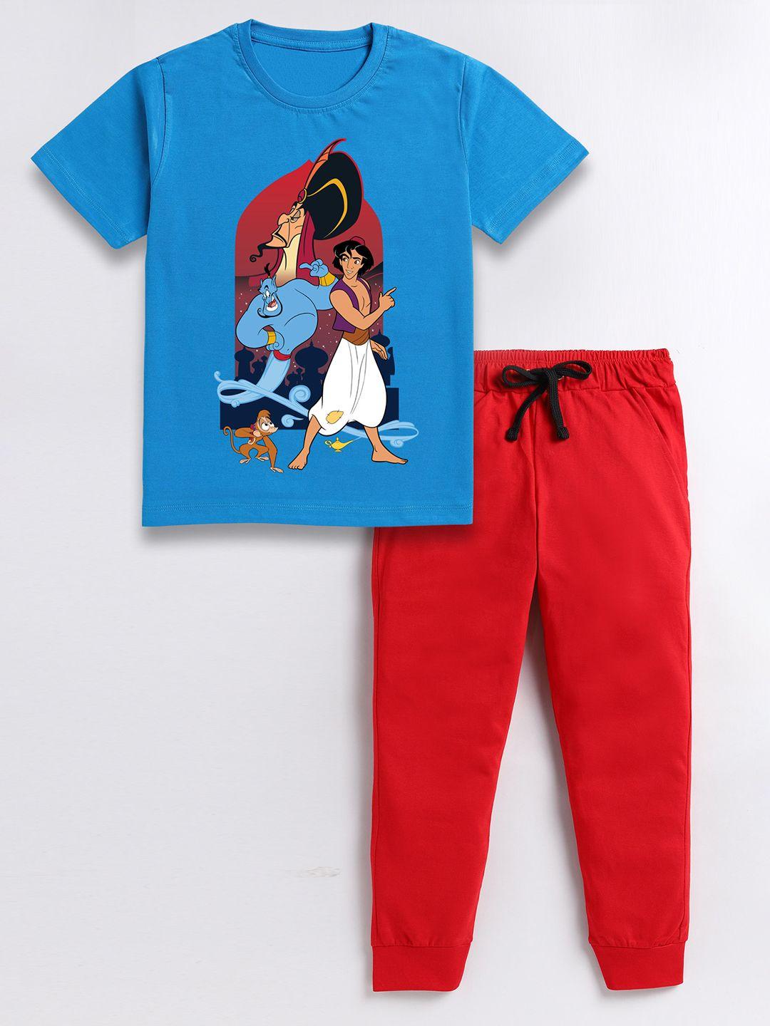 baesd boys aladdin printed pure cotton t-shirt with trousers