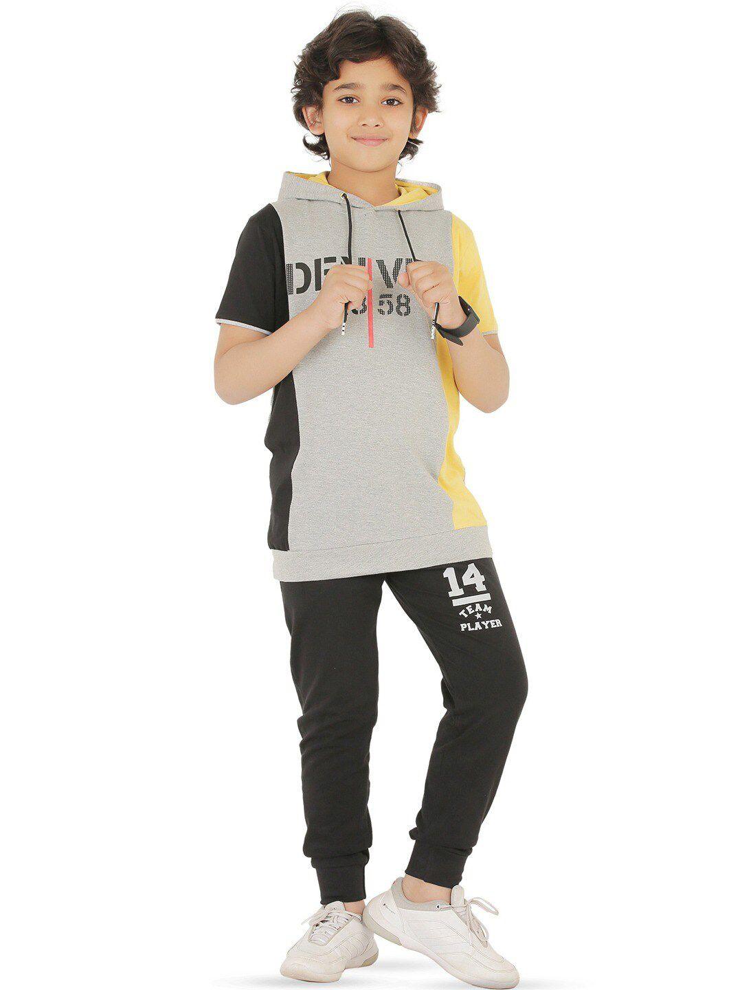 baesd boys black & grey printed t-shirt with trousers