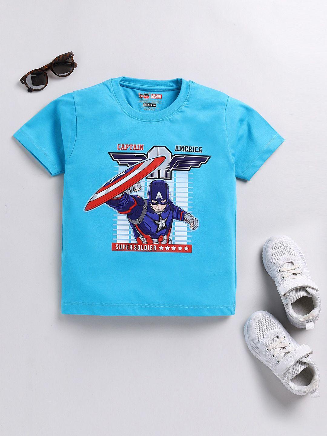 baesd boys blue captain america printed cotton t-shirt