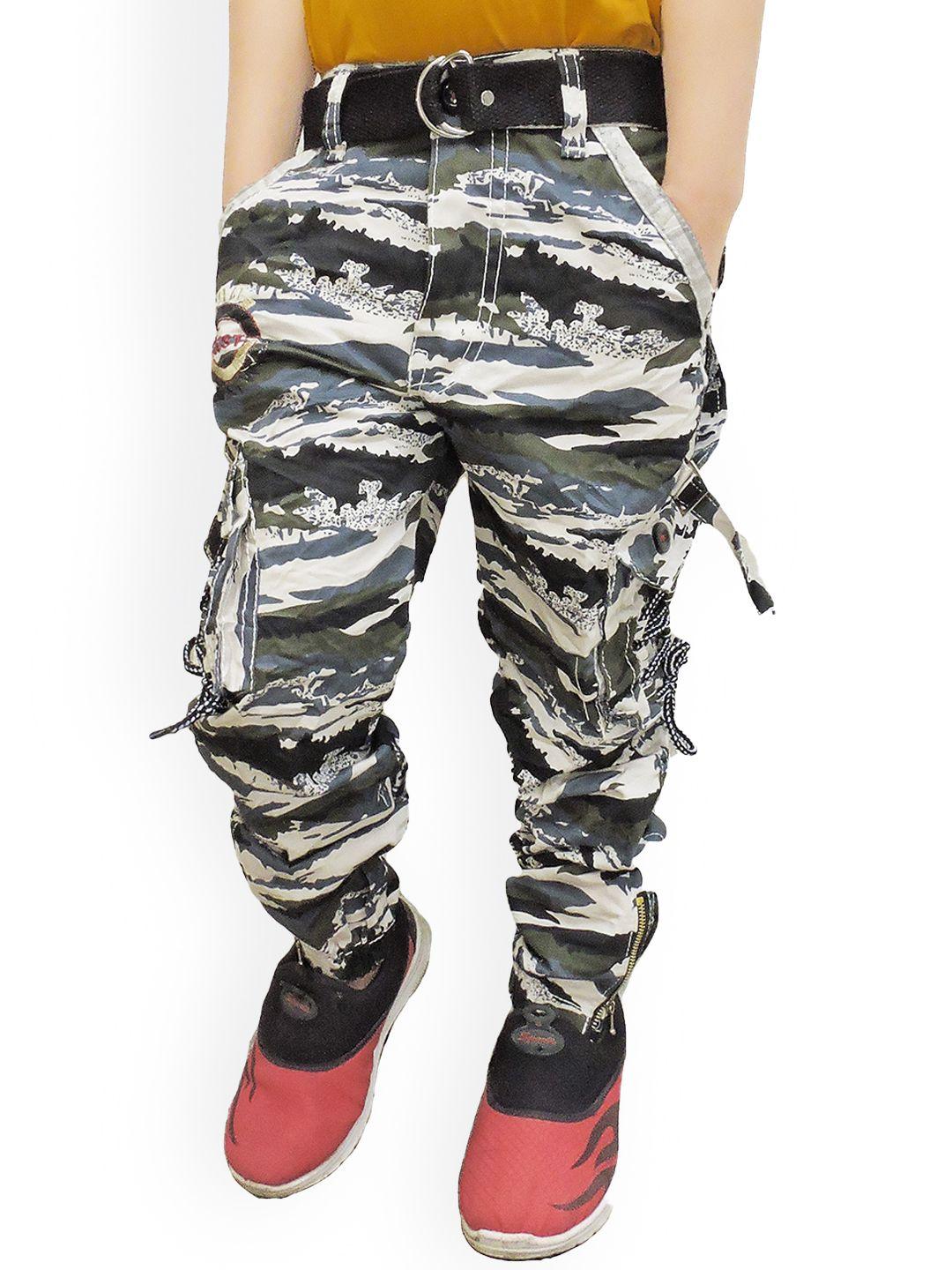 baesd boys camouflage printed slim fit cotton cargos