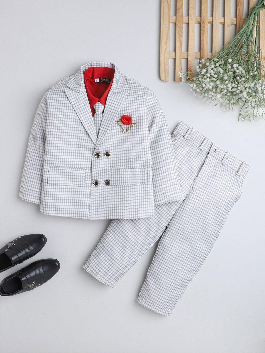 baesd boys checked double breasted 3 piece party suit