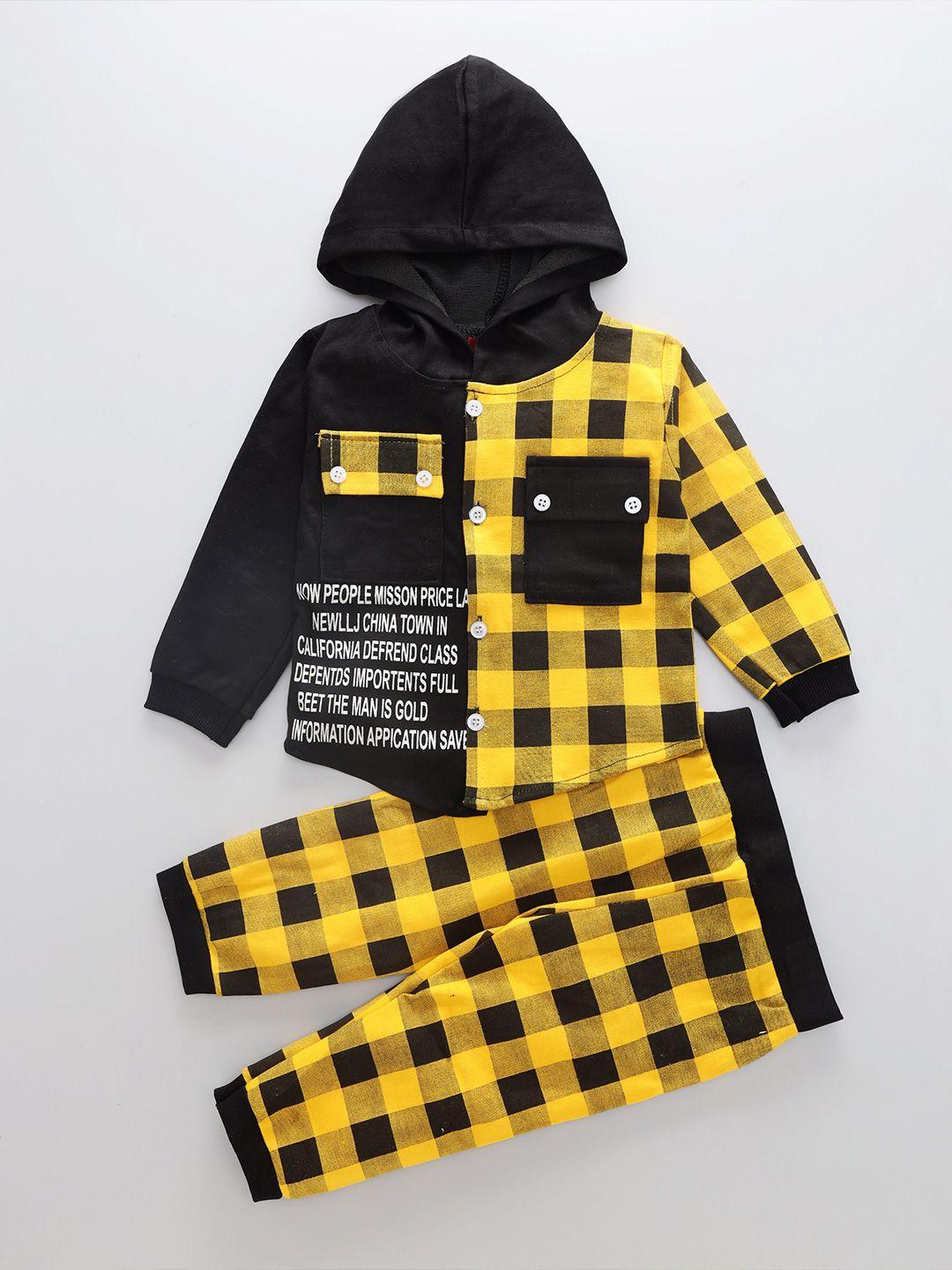 baesd boys checked hooded shirt with trousers