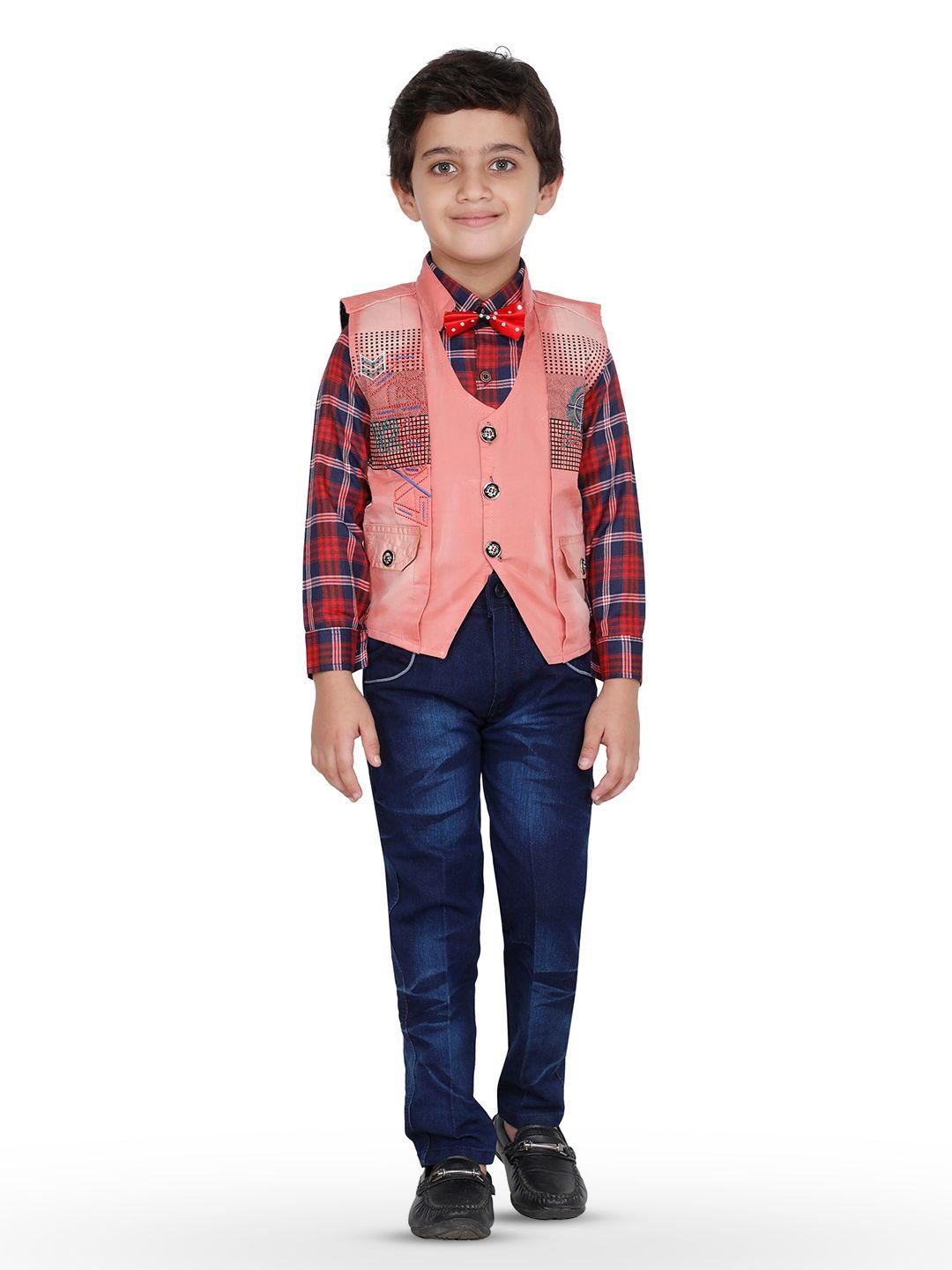 baesd boys checked shirt with jeans with waistcoat