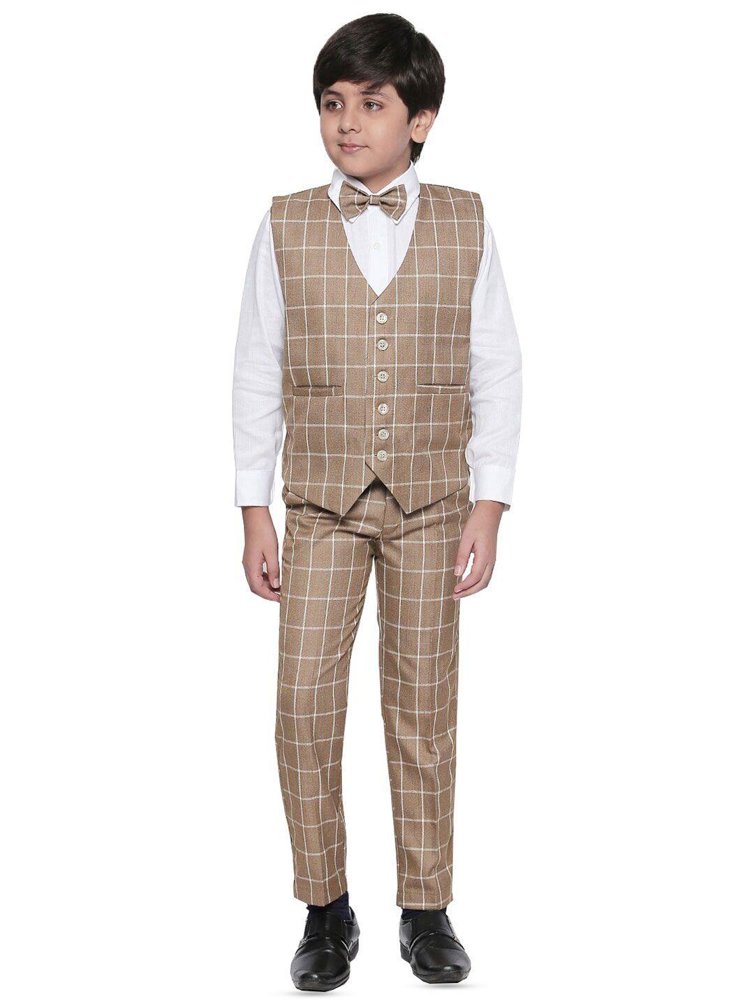 baesd boys checked single breasted 3 piece suit