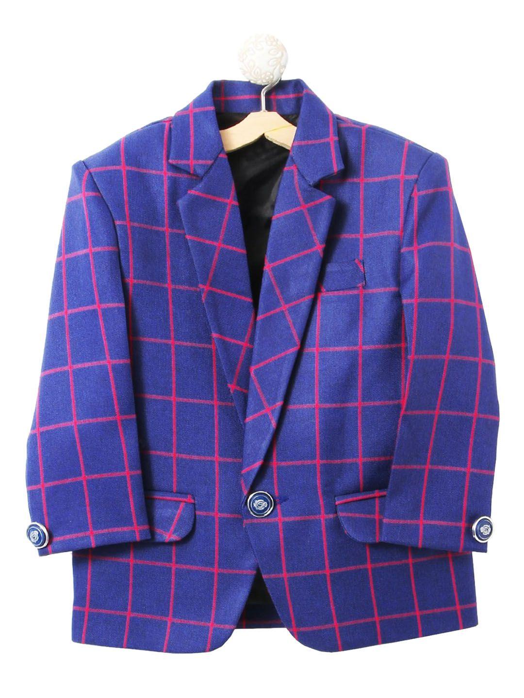 baesd boys checked single-breasted party blazer