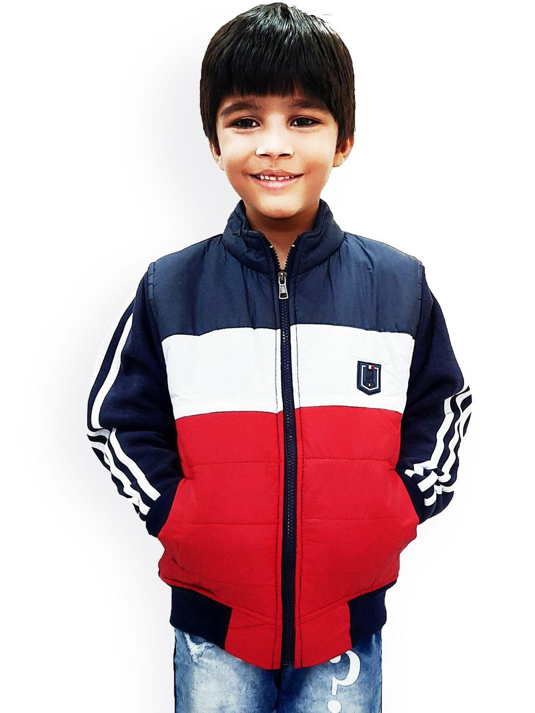 baesd boys colourblocked mock collar quilted jacket