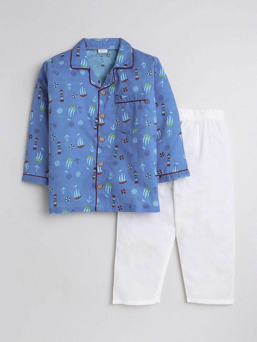 baesd boys conversational printed pure cotton night suit