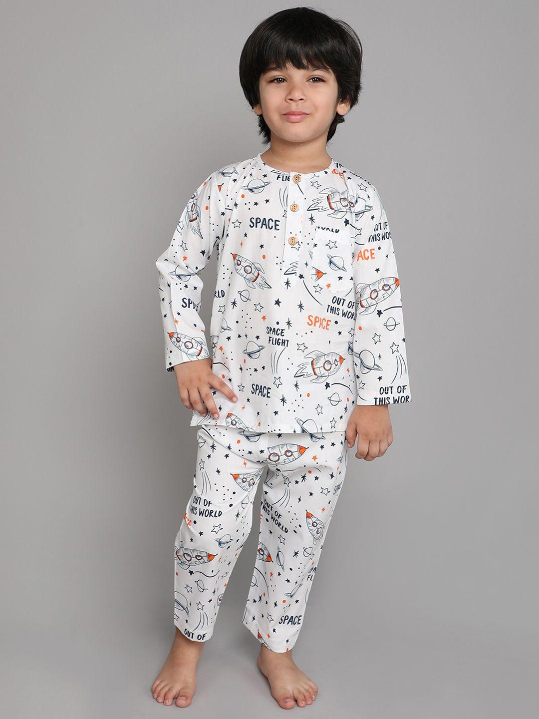 baesd boys conversational printed pure cotton night suit
