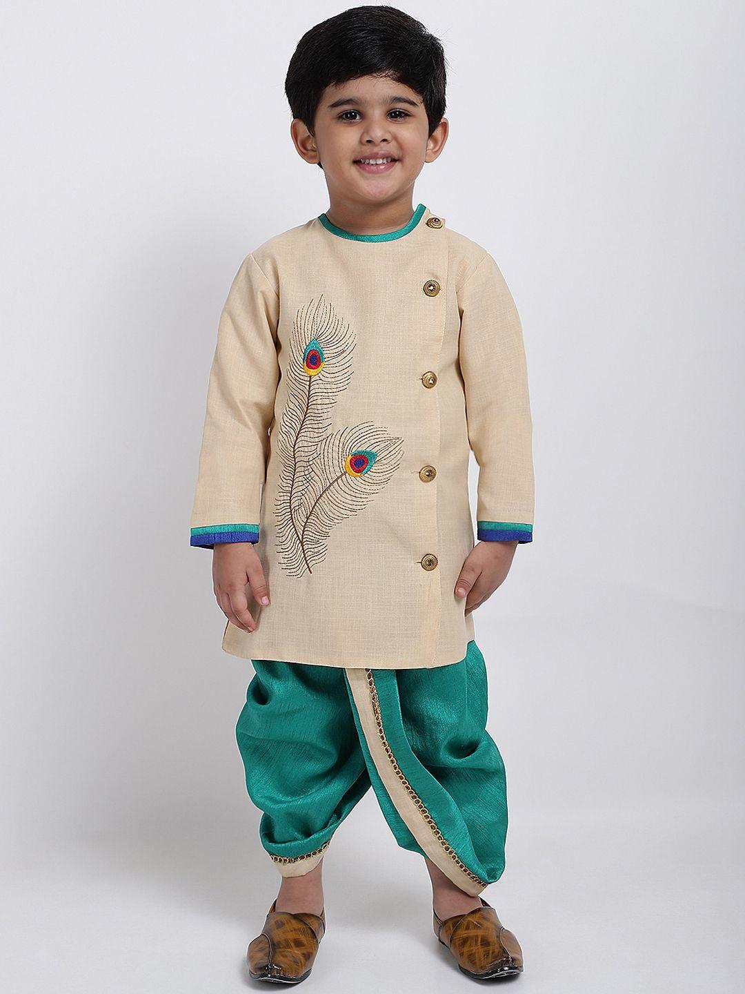baesd boys embroidered straight kurta with dhoti pants