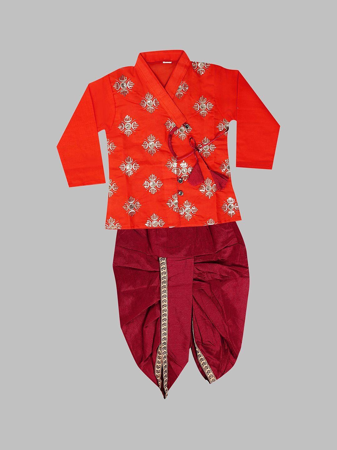 baesd boys embroidered v-neck kurta with dhoti pants